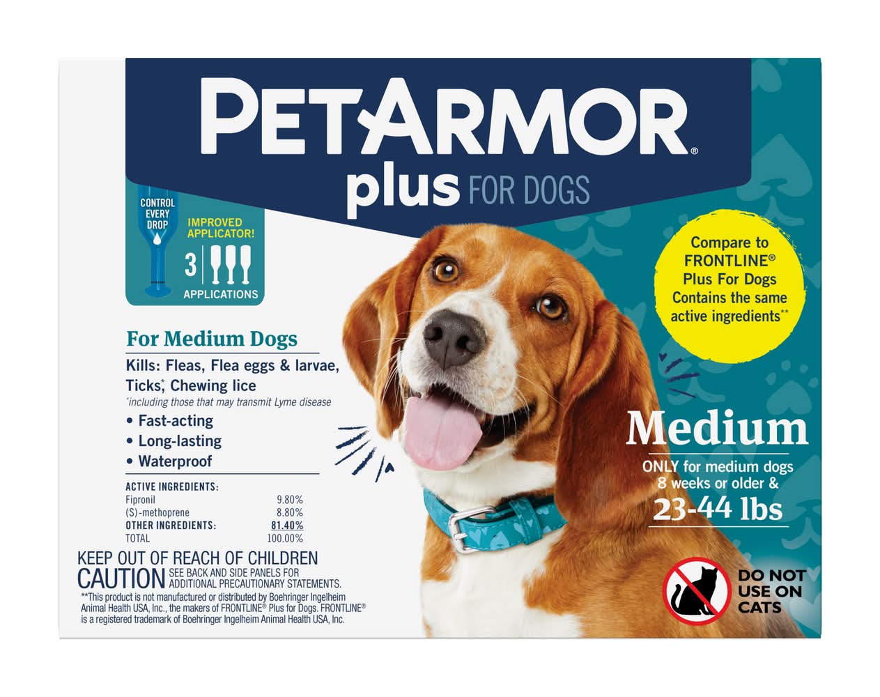 PetArmor Plus Flea & Tick Prevention For Medium Dogs (0.13 fl oz, 3 ct)