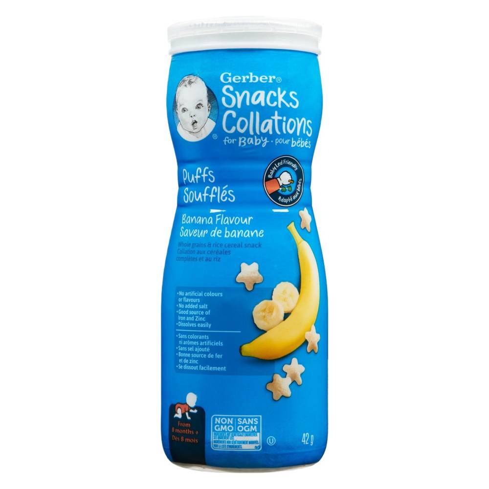 Gerber Puffs Banana Flavour Whole Grains & Rice Cereal Snack (42 g)