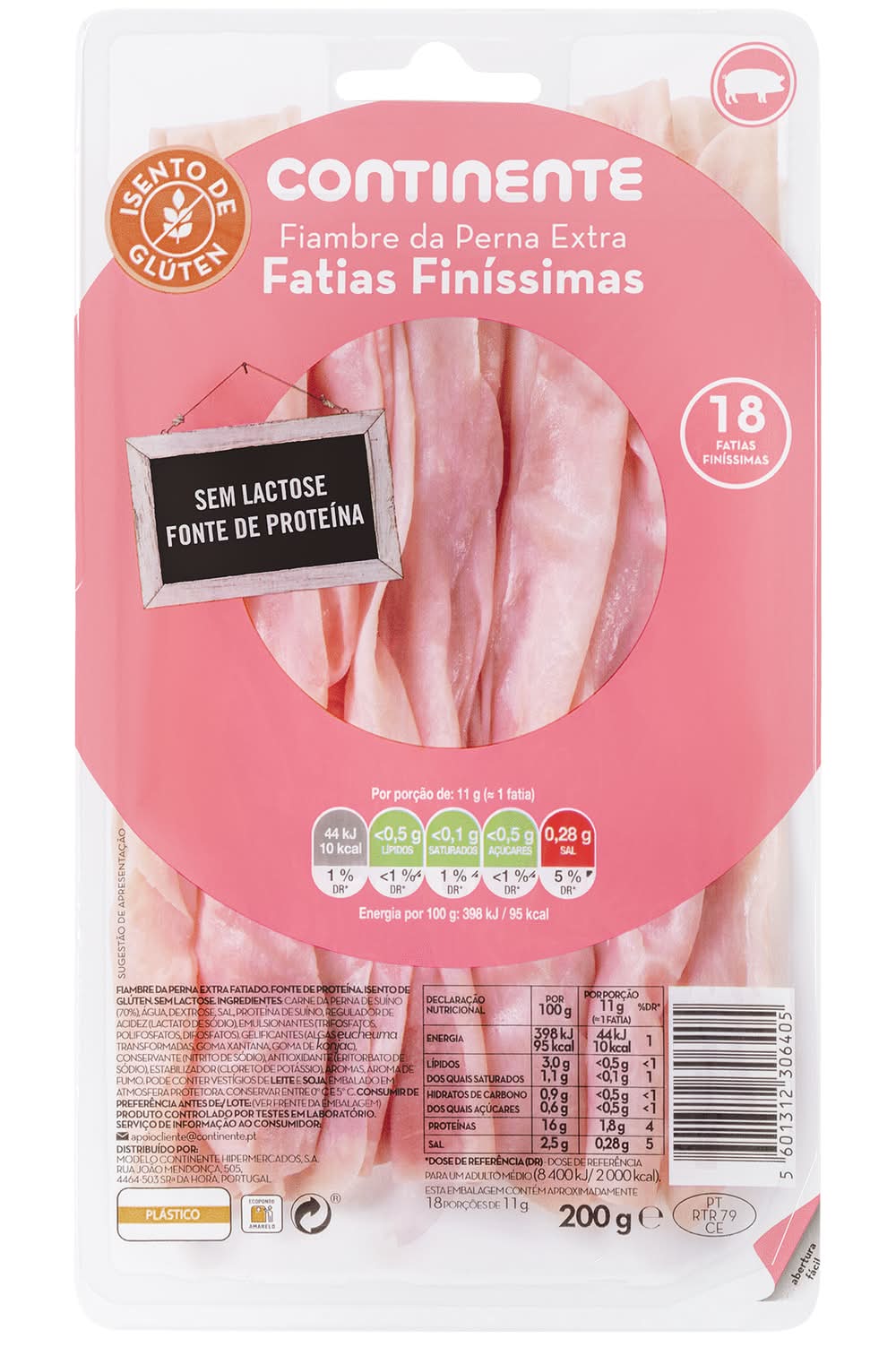 Fiambre da Perna Extra Fatias Finíssimas Continente (emb. 200 gr)