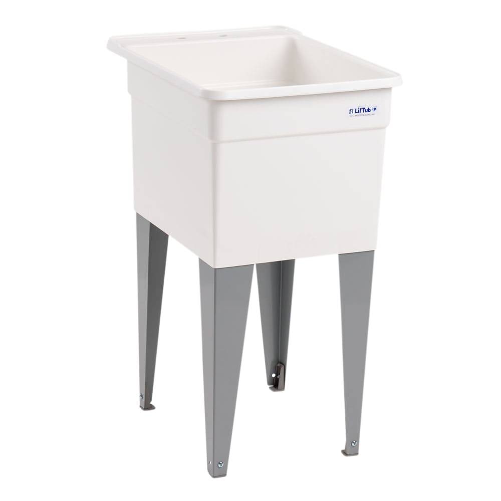 Mustee 18-in x 24-in 1-Basin White/Gray Legs Freestanding Utility Tub with Drain | 21FK