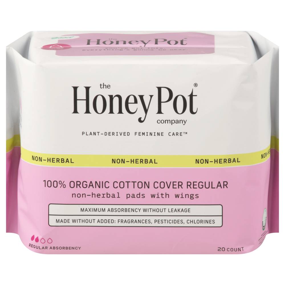 The Honey Pot Organic Regular Non-Herbal Pads With Wings