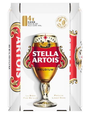 Stella Artois Belgium Premium Lager Beer (4 x 568ml)