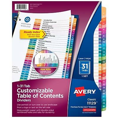 Avery Ready Index Table Of Contents Paper (11 * 8.5/multi)