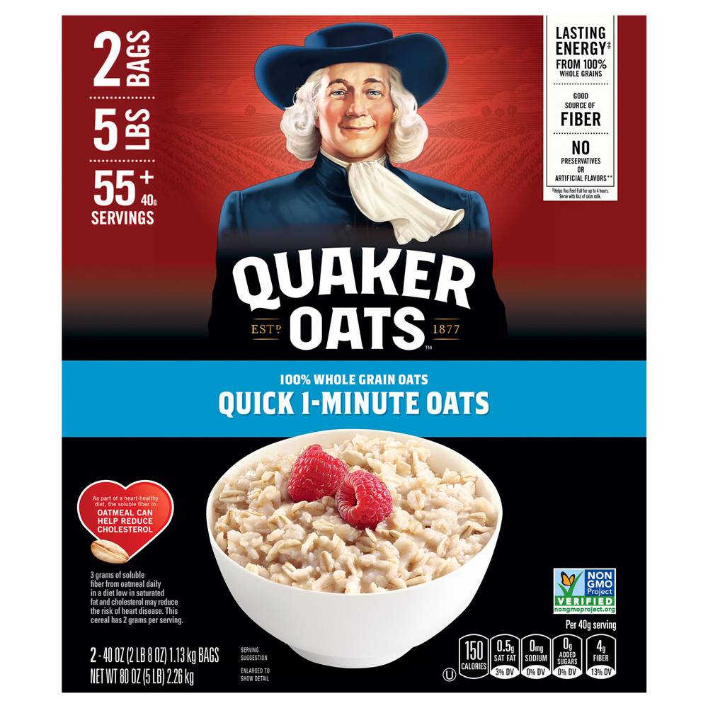 Quaker Quick 1-minute Oats (40 oz, 2 ct)