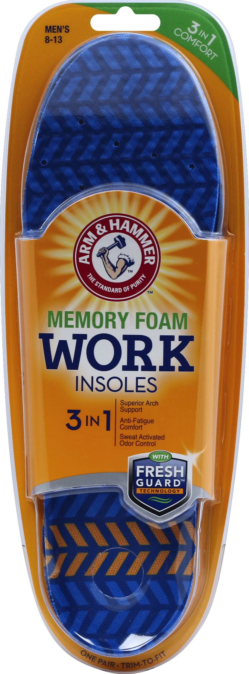 Arm & Hammer Men 8-13 Memory Foam Work Insoles