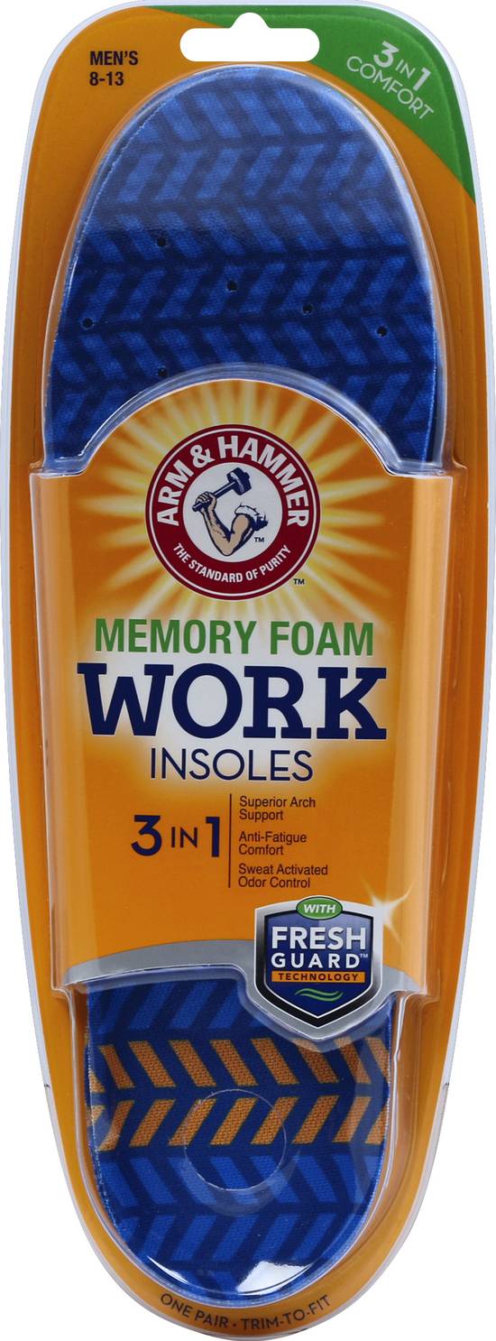 Arm & Hammer Men 8-13 Memory Foam Work Insoles