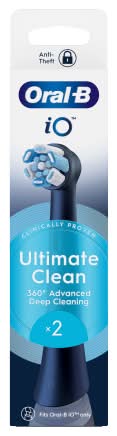 Oral-B Black, Io Ultimate Clean Replacement Electric Toothbrush Heads (2 pack)