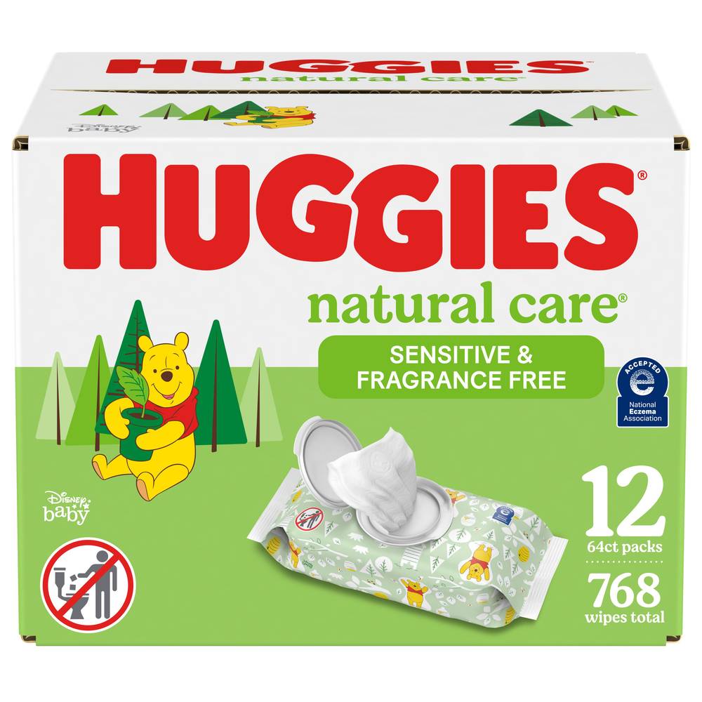 Huggies Natuarl Care Baby Wipes, 7.7x6.6 in (12 x 64 ct)