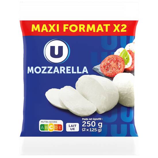 Mozzarella 18% Produit U 250 gr