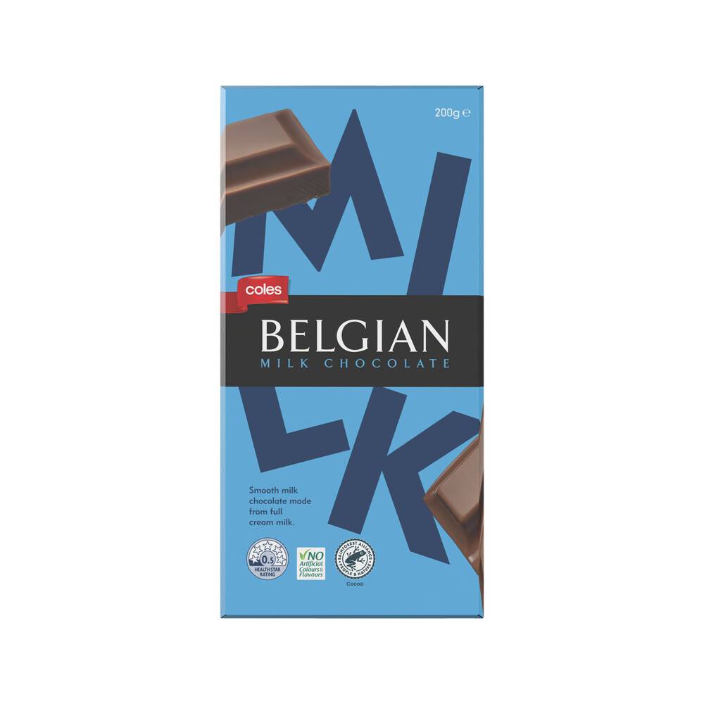 Coles Belgian Milk Chocolate Block 200g