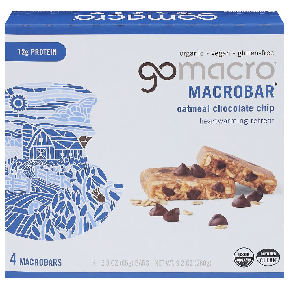 GoMacro Protein Macrobars, Oatmeal Chocolate Chip (4 x 2.3 oz)