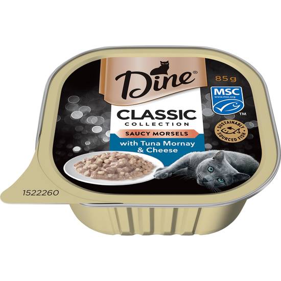 Dine Saucy Morsels With Tuna Mornay & Cheese Wet Cat Food Tray 85g