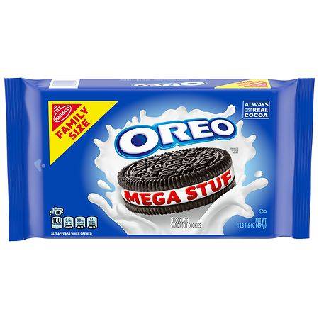 Oreo Mega Stuf Sandwich Cookies Chocolate, Family Size - 17.6 oz