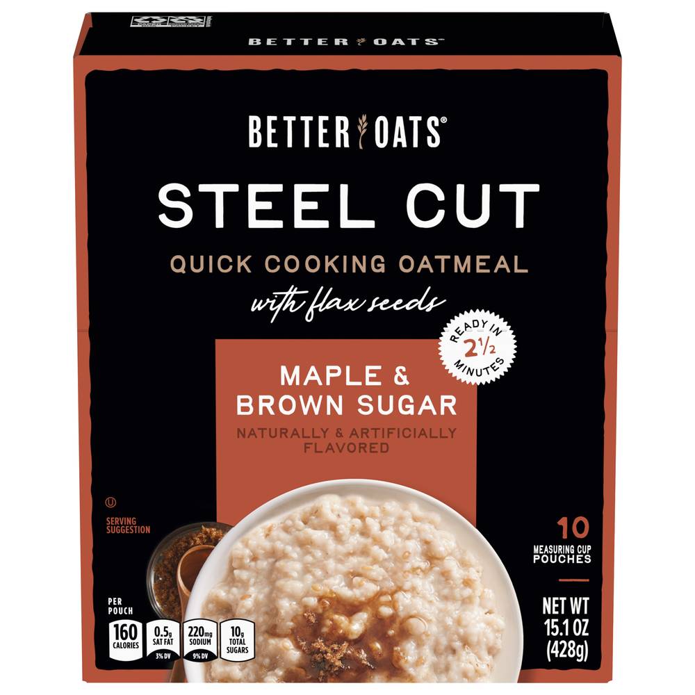 Better Oats Steel Cut Brown Sugar Instant Oatmeal With Flax Seeds (maple )