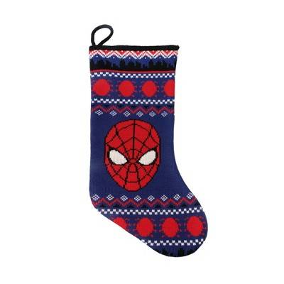 Marvel Spider-Man Knit Christmas Stocking, 19", Blue-Red