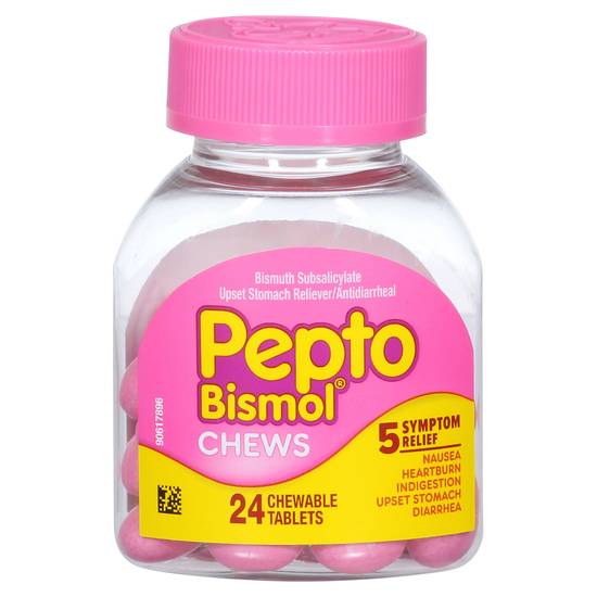 Pepto Bismol Chews 5 Symptom Relief Chewable Tablets ( 24 ct )
