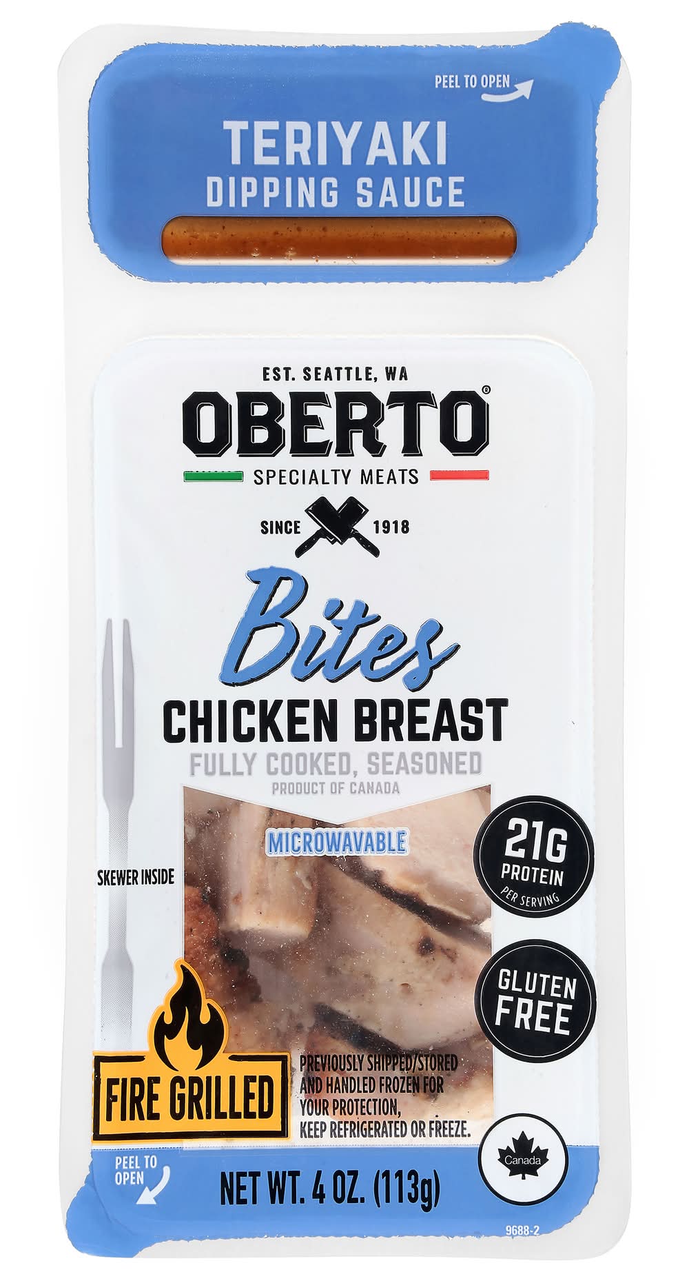 Oberto Bites Teriyaki Dipping Sauce Fire Grilled Chicken Breast (4 oz)