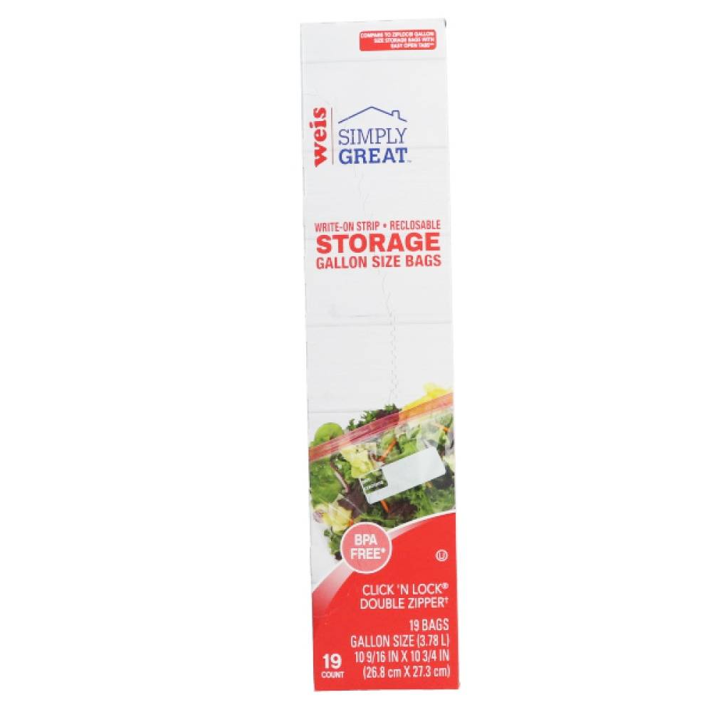 Weis Simply Great Storage Bag Gallon Reclosable Zipper 19CT