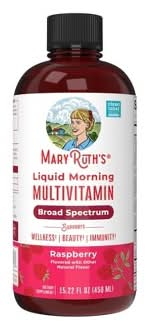 MaryRuth's Liquid Morning Vegan Multivitamin Diatary Supplements, Raspberry (15.22 fl oz)