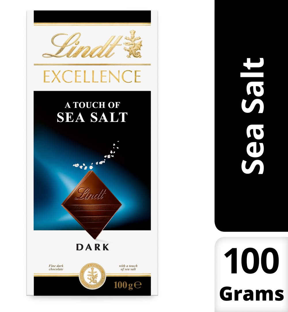 Lindt Excellence Dark Chocolate Bar, Sea Salt (100g)