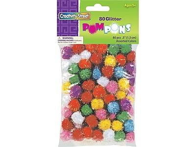 Creativity Street Pom Pons Craft Materials, Assorted Colors, 80/Pack, 6 Packs/Bundle (AC8116-01)