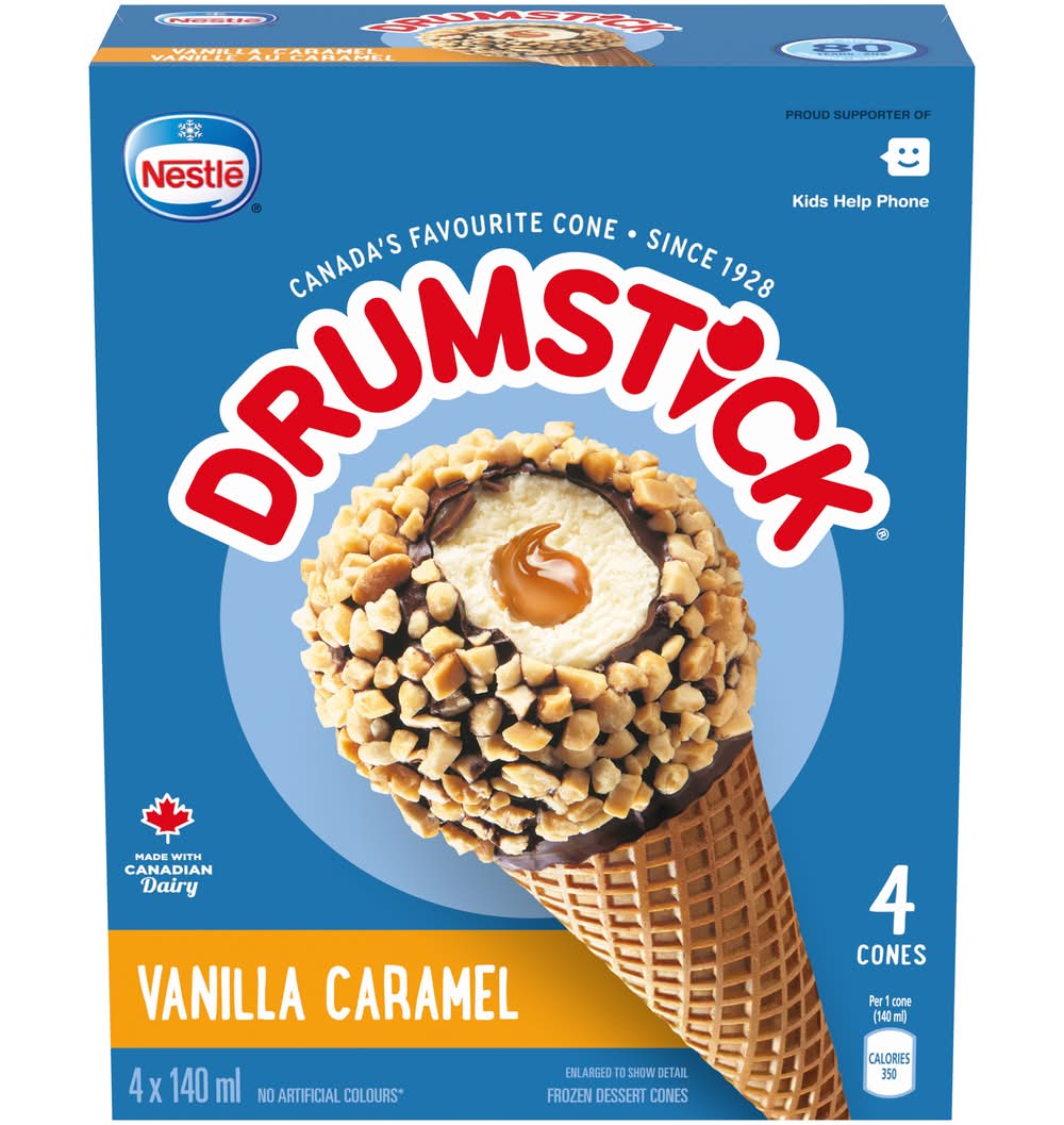 Drumstick Sundae Cones, Vanilla Caramel (4 x 140 ml)