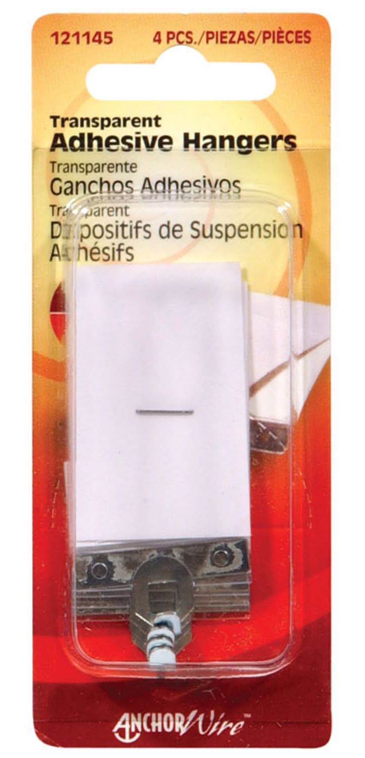 Hillman Transparent Adhesive Hangers 1-1/2 Lb 4 Pk