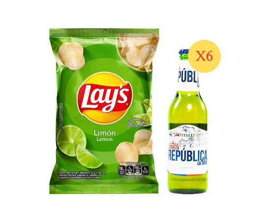 6 Republica Botella + Lays Limon