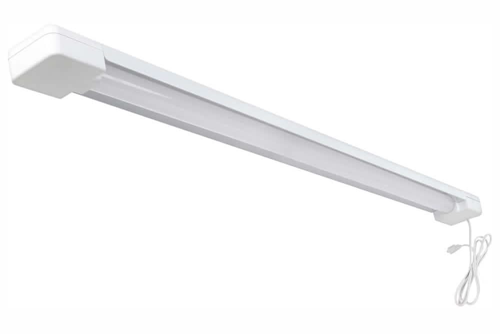 Commercial Electric 3 Ft. 30-Watt 4000K Bright White 1-Light 3000 Lumens White Integrated Led Hanging Shop Light Fixture With Power Cord