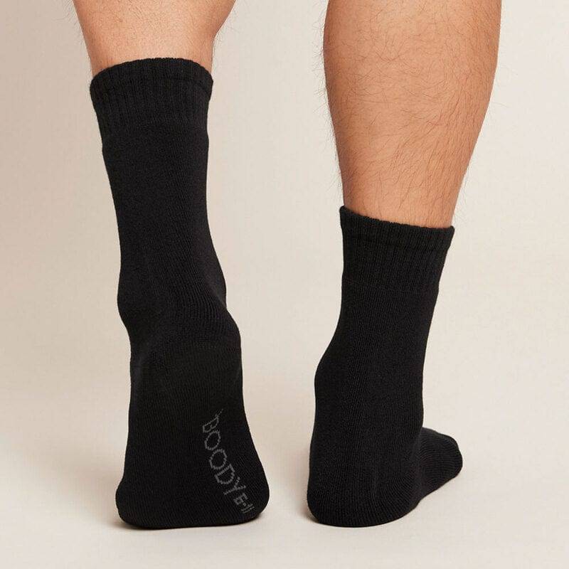 Boody Mens Crew Boot Socks - 6-11 Black 1pr