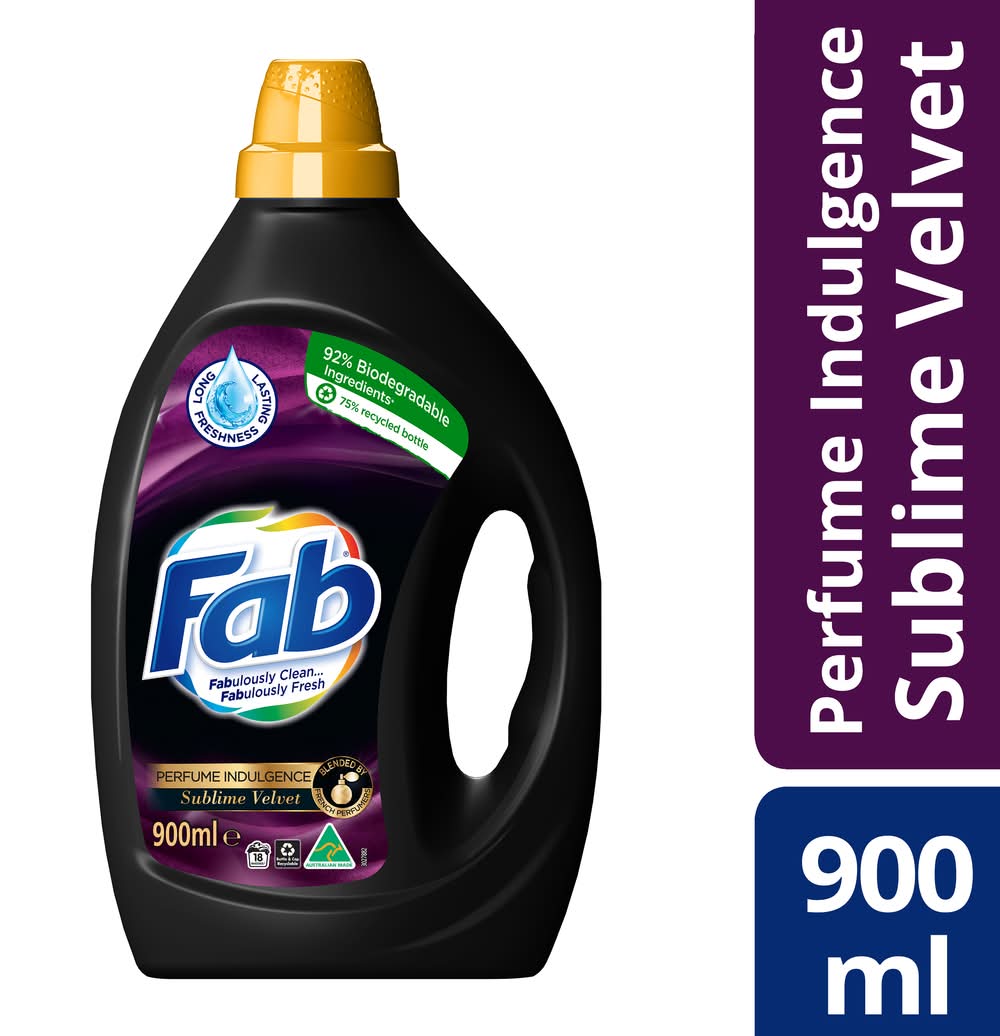Fab Perfume Indulgence Laundry Detergent, Sublime Velvet (900mL)