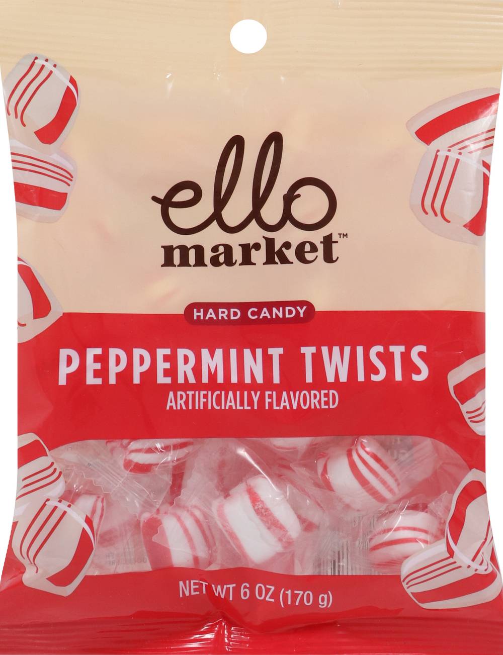 Ello Market Peppermint Twists Hard Candy - 6 Oz