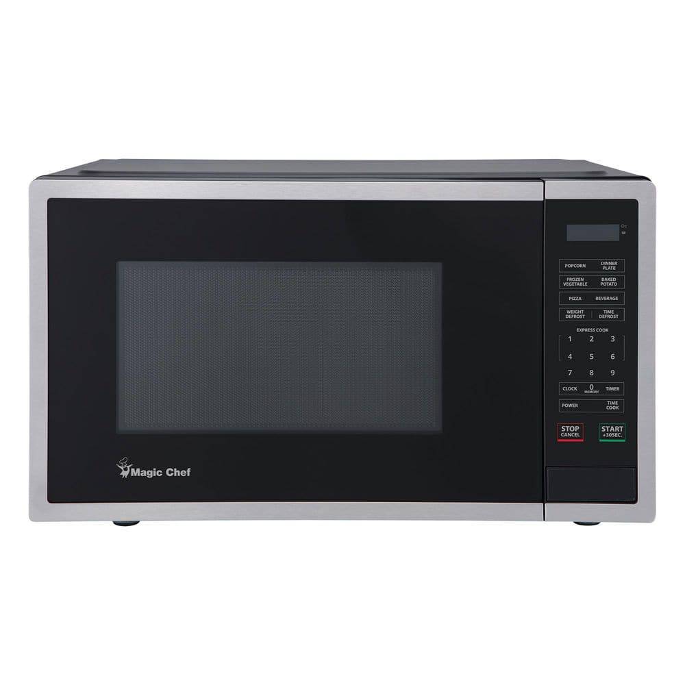 Magic Chef 18.6 In W, 0.9 Cu. Ft. Countertop Microwave, In Stainless Steel With 900-Watt Cooking Power