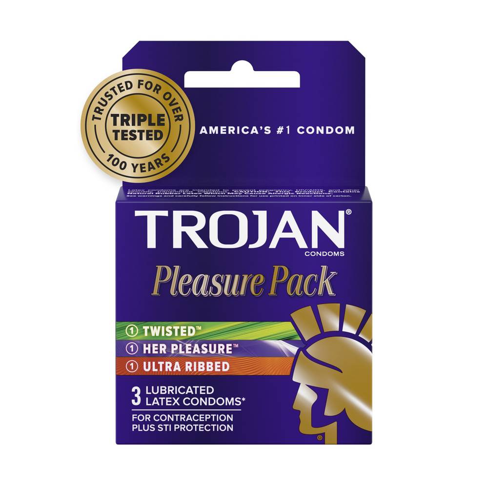 Trojan Lubricated Latex Condoms Pleasure pack (3 x 2.37 oz)