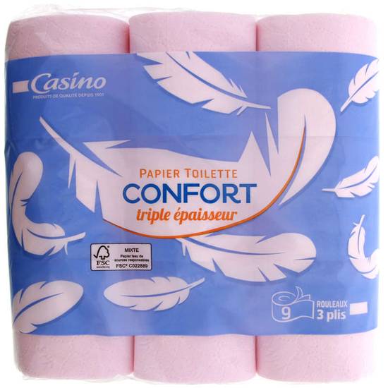 Casino papier toilette confort triple épaisseur x9