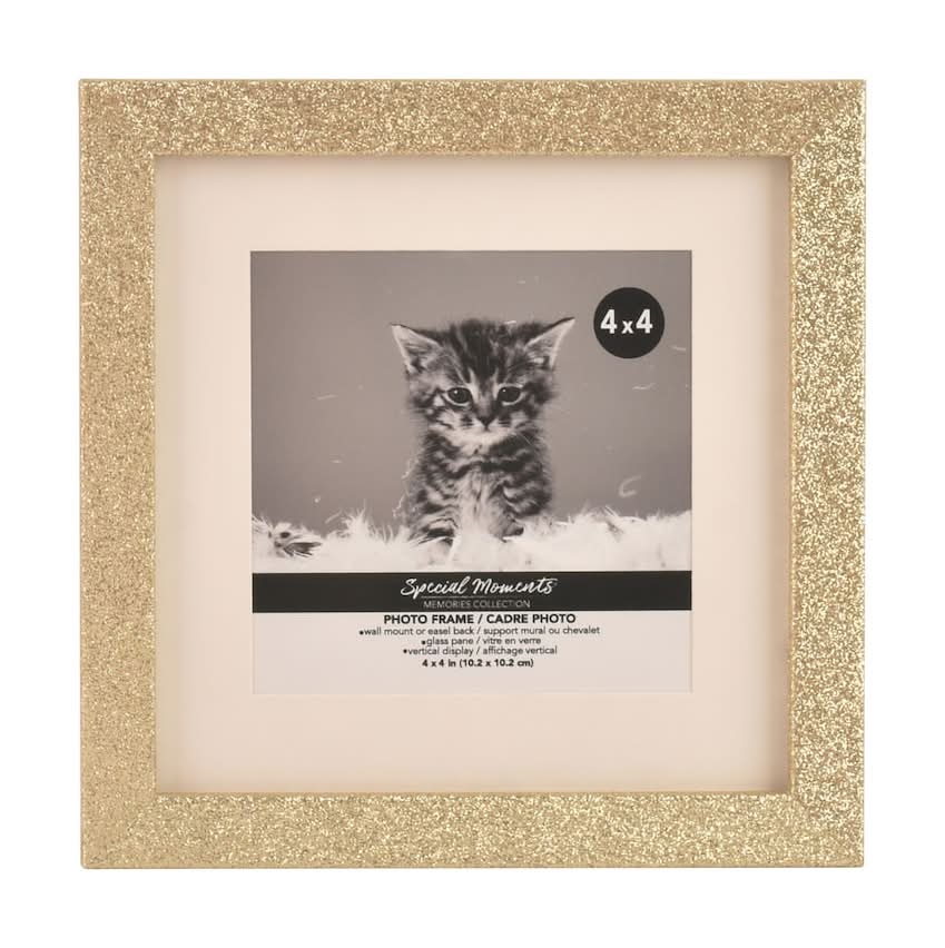Special Moments Memories Collection Square Photo Frame, 4x4 in, Gold