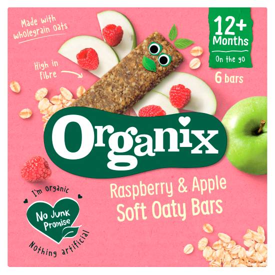 Organix Raspberry & Apple Soft Oaty Bars 12+ Months Baby Food (6 pack)