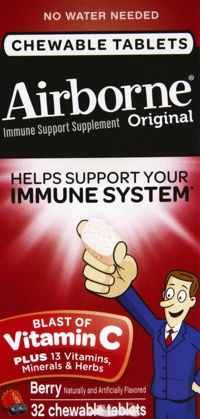 Airborne Immune Support Supplement Berry Flavor Chewable Tablets