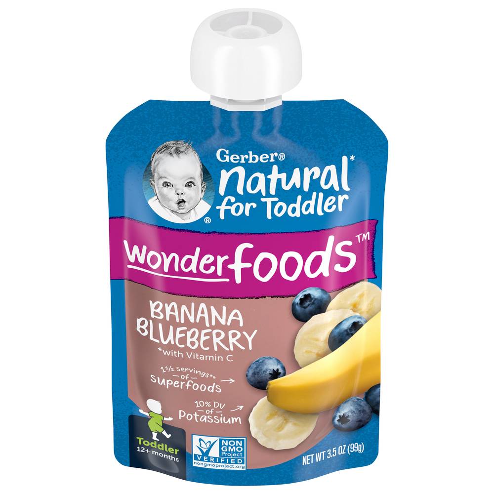 Gerber Natural 12+ Months Banana Blueberry Toddler Pouch