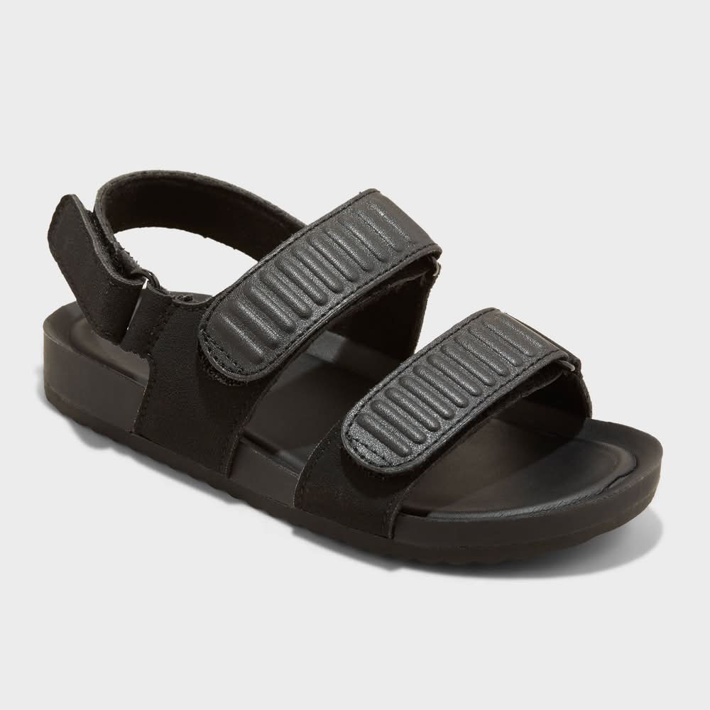 Toddler Kody Sandals - Cat & Jack™ Black 6T: Hook and Loop, Contoured Footbed, Open Toe