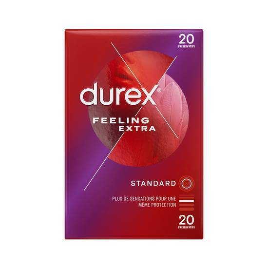 Durex - Préservatifs feeling extra lubrifiés (20 pièces)