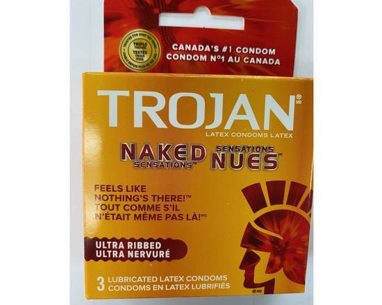 Trojan Naked Sensations Ultra Ribbed 3's