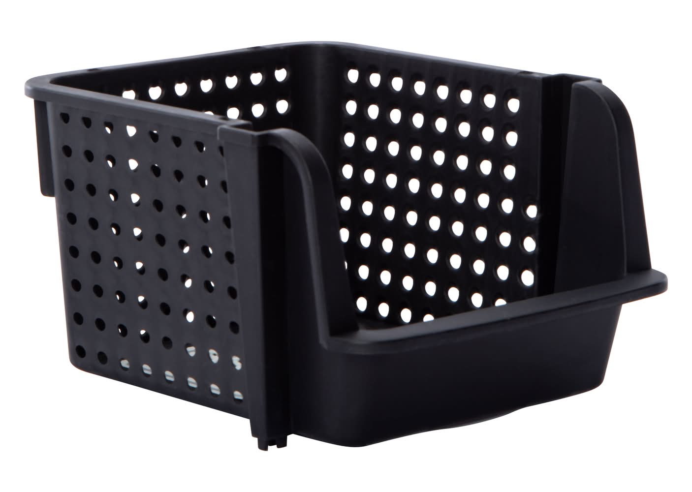 Stackable Mini Plastic Storage Bin 4.72in x 5.5in Black