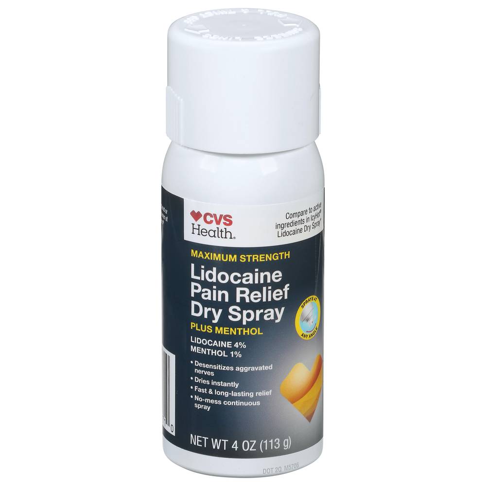 CVS Pharmacy Lidocaine Plus Menthol Maximum Strength Pain Relief Dry Spray (4 oz)