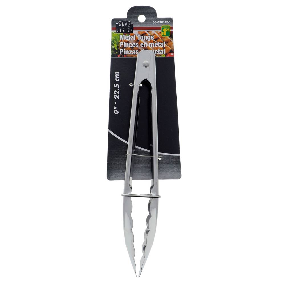 Rama Design Metal Tongs, 9"