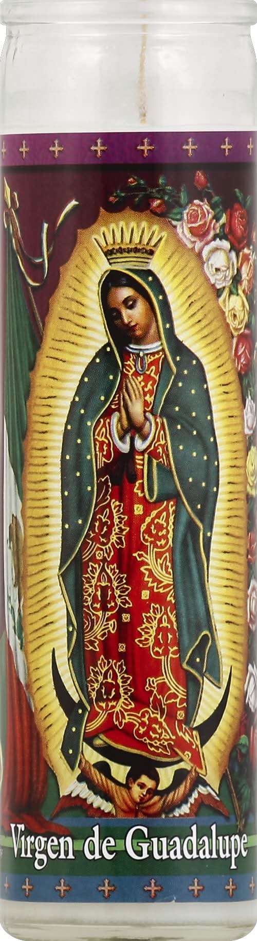 St. Jude Candle Company Virgin Of Guadalupe Candle, 8.3 Inch, White (9 oz)