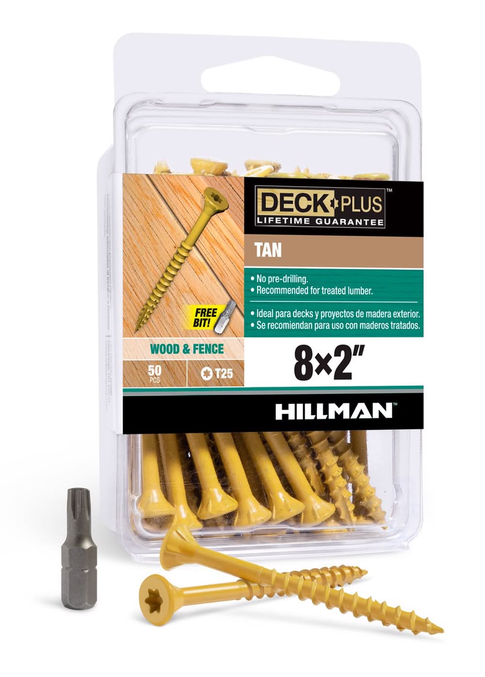 Hillman Deck Plus No. 8 In. X 2 In. L Tan Star Flat Head Exterior Deck Screws 50 Pk
