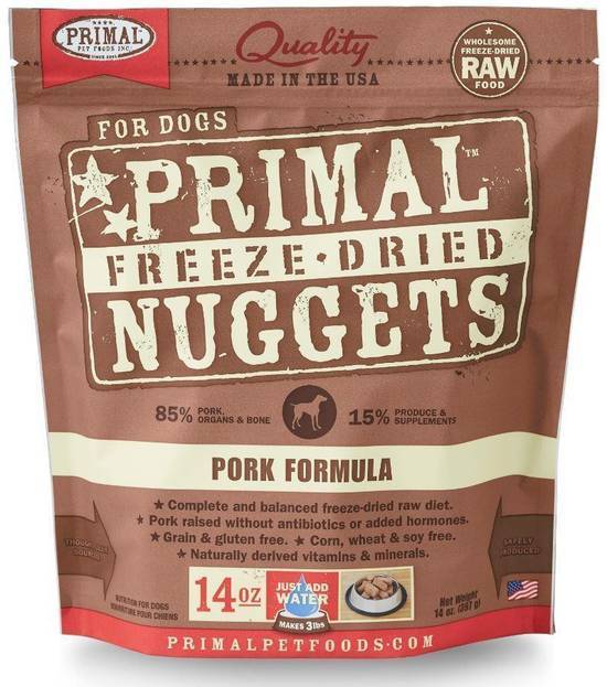 Primal Pet Foods Freeze-Dried Nuggets Grain Free Pork Formula Complete Diet Dog Food