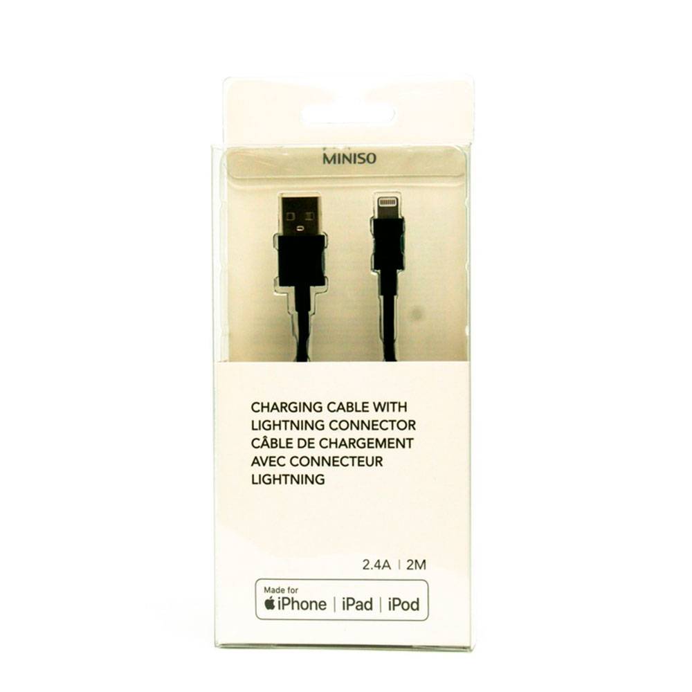 Miniso cable lightning negro (caja 1 pieza)