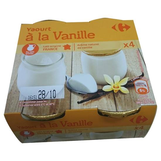 Carrefour - Yaourt au lait entier (vanille )